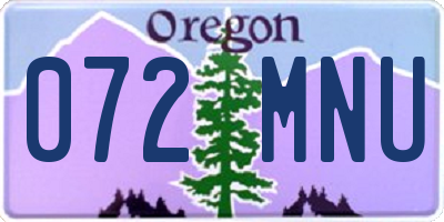 OR license plate 072MNU