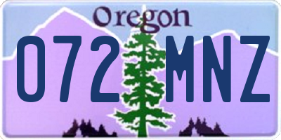 OR license plate 072MNZ