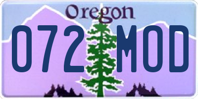 OR license plate 072MOD