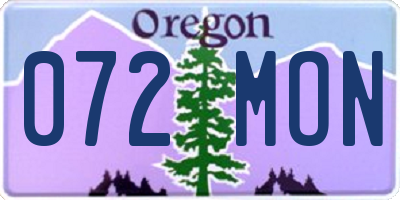 OR license plate 072MON