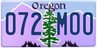 OR license plate 072MOO