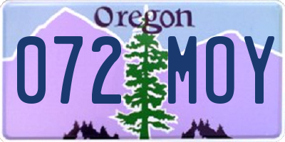 OR license plate 072MOY