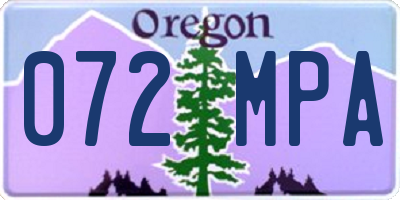 OR license plate 072MPA