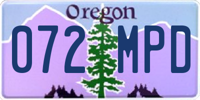 OR license plate 072MPD