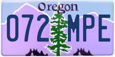 OR license plate 072MPE
