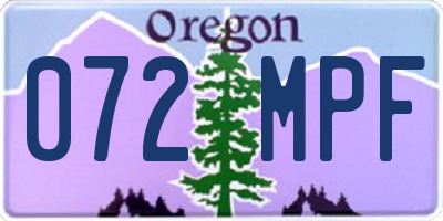 OR license plate 072MPF