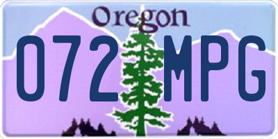 OR license plate 072MPG