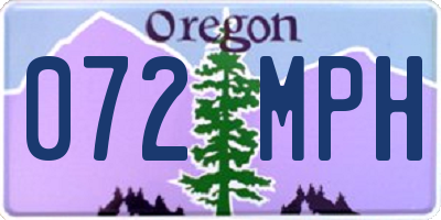 OR license plate 072MPH