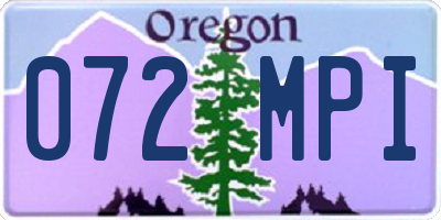 OR license plate 072MPI