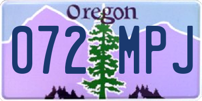 OR license plate 072MPJ