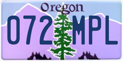 OR license plate 072MPL