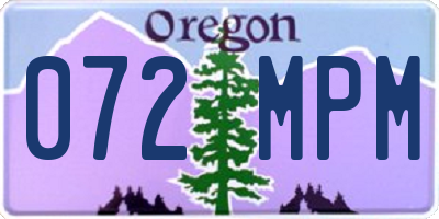 OR license plate 072MPM