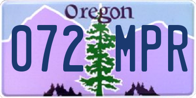 OR license plate 072MPR