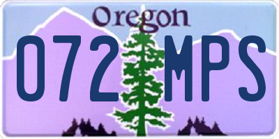 OR license plate 072MPS