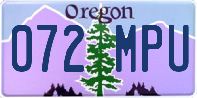 OR license plate 072MPU