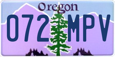 OR license plate 072MPV