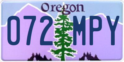 OR license plate 072MPY