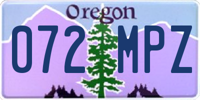 OR license plate 072MPZ