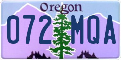 OR license plate 072MQA