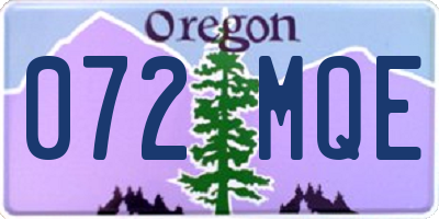 OR license plate 072MQE