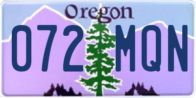 OR license plate 072MQN
