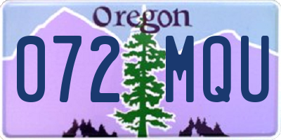 OR license plate 072MQU