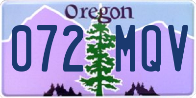 OR license plate 072MQV