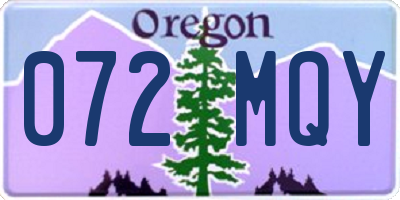 OR license plate 072MQY