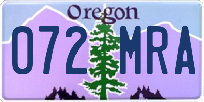 OR license plate 072MRA