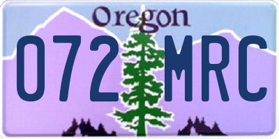 OR license plate 072MRC