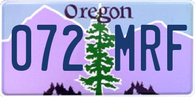 OR license plate 072MRF