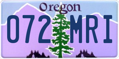 OR license plate 072MRI