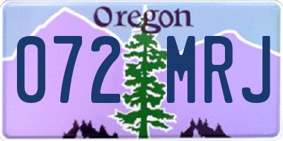 OR license plate 072MRJ