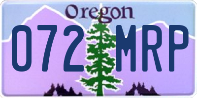 OR license plate 072MRP