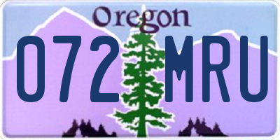 OR license plate 072MRU