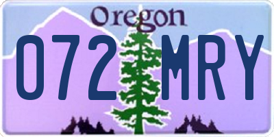 OR license plate 072MRY