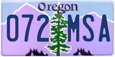 OR license plate 072MSA