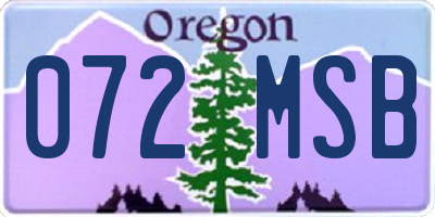 OR license plate 072MSB