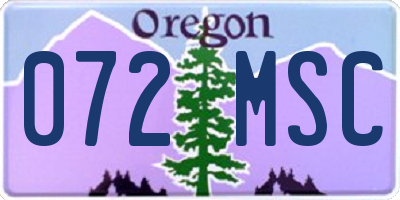 OR license plate 072MSC