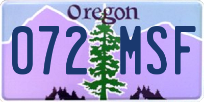 OR license plate 072MSF