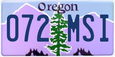 OR license plate 072MSI