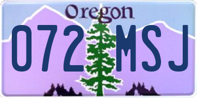 OR license plate 072MSJ