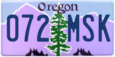 OR license plate 072MSK