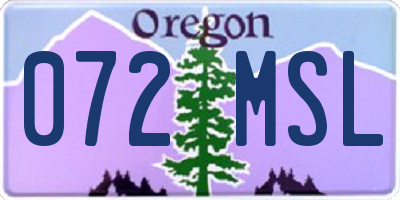 OR license plate 072MSL
