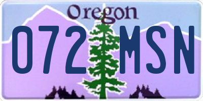 OR license plate 072MSN