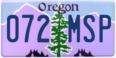 OR license plate 072MSP