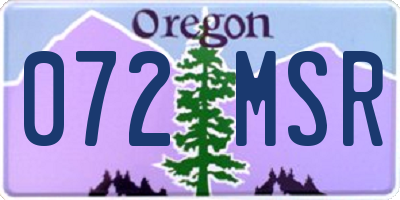 OR license plate 072MSR