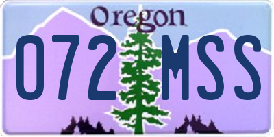 OR license plate 072MSS