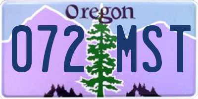 OR license plate 072MST