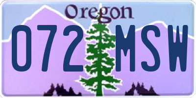 OR license plate 072MSW